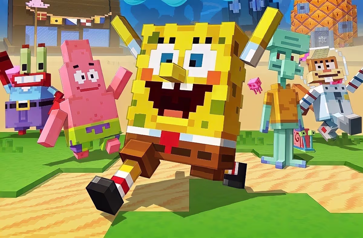 Minecraft Recibe A Bob Esponja Y Se Transforma En Fondo De Bikini