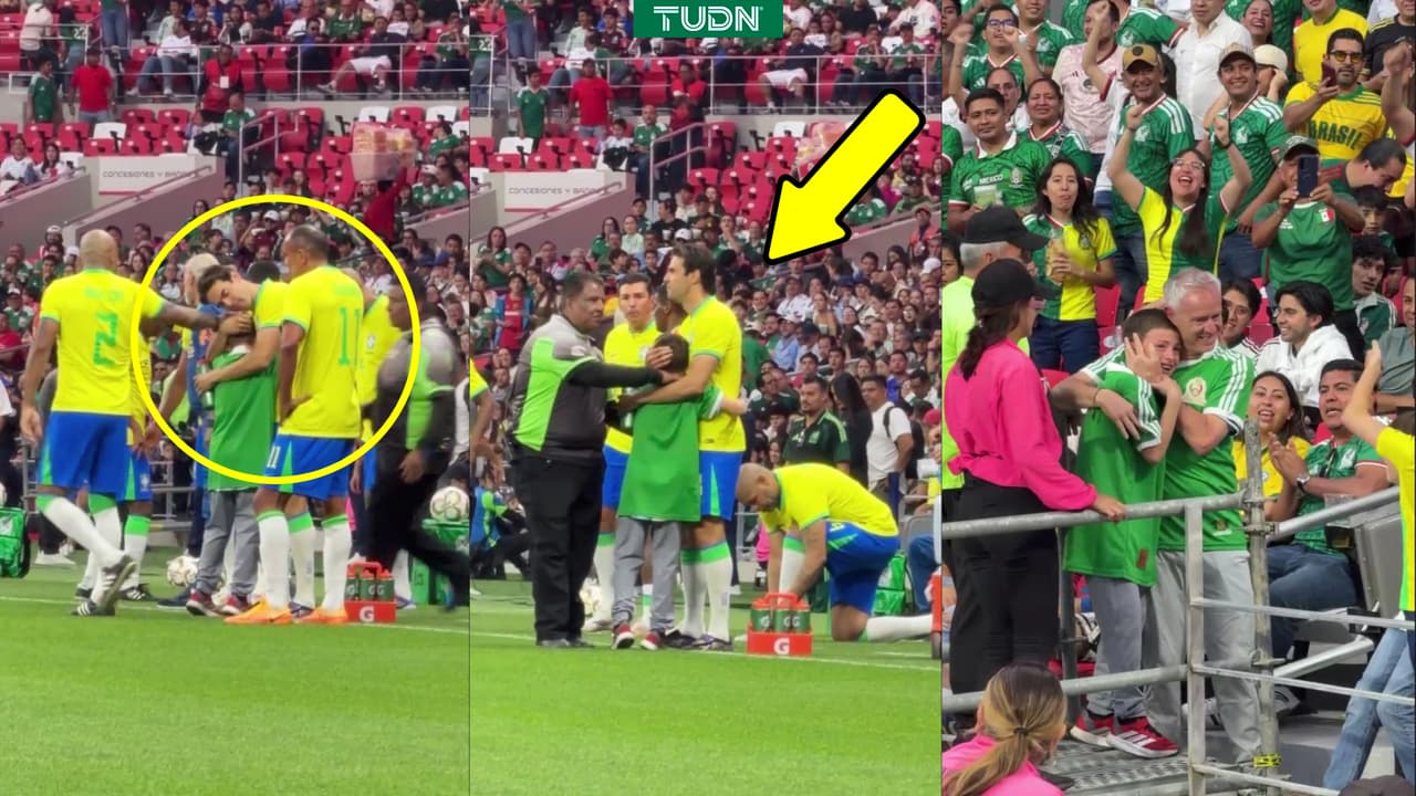 Niño cumple su sueño de abrazar a Kaká en el Juego de Leyendas