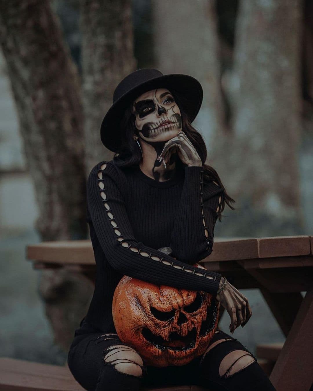 Maquillaje de calavera de mujer