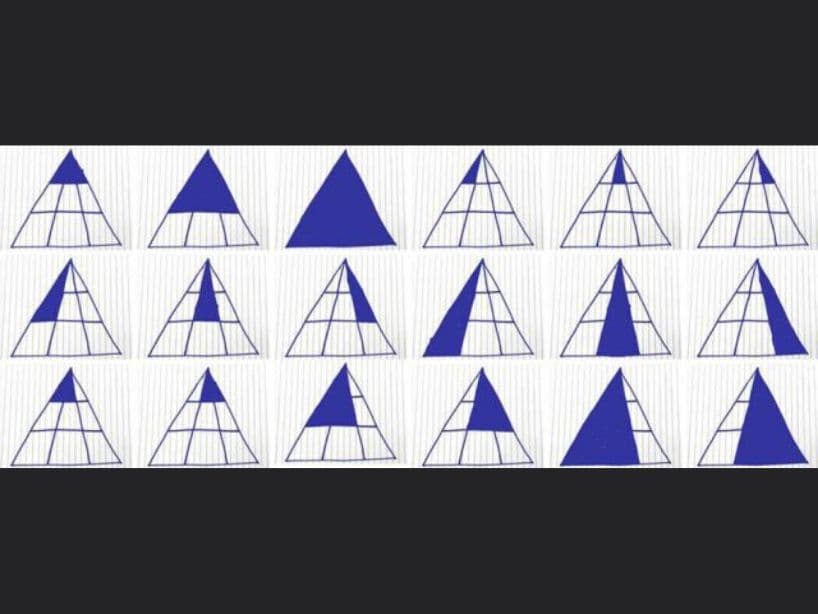 En total se pueden encontrar hasta 18 triángulos; ¿cuántos encontraste tú?