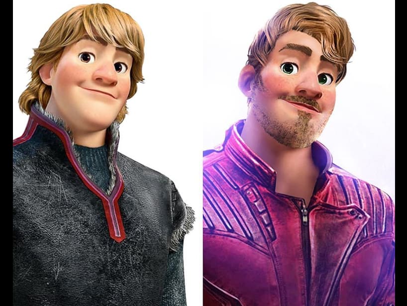 Los Guardianes de la Galaxia no podían faltar en esta galería y Kristoff luce como todo un héroe con la ropa de Peter Quill.
