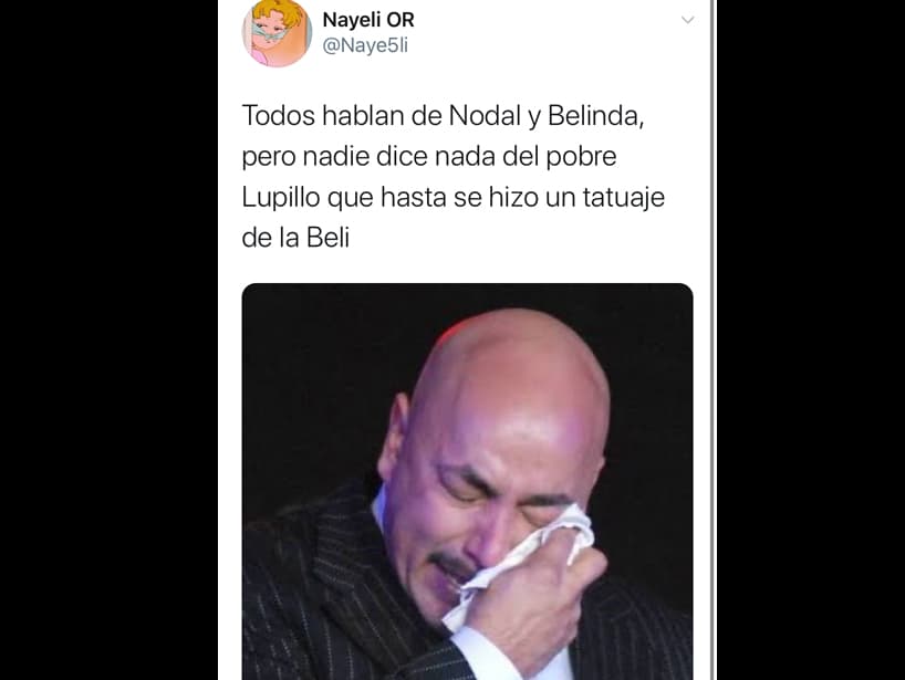 Esta imagen de Lupillo Rivera llorando no paró de circular en Twitter con el hashtag #BelindayNodal.
