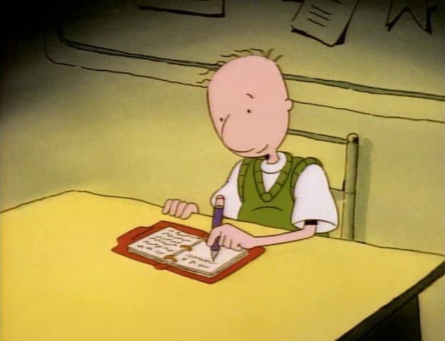 Doug, uno de los primeros Nicktoons, escribía en su diario con la mano izquierda, ¿lo habías notado?