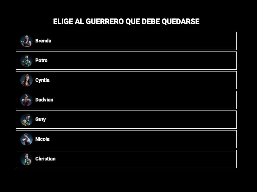 Vota por tu guerrero favorito