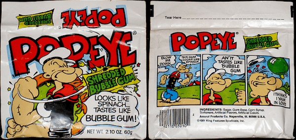Antes del Tratado de Libre Comercio era difícil tener acceso a dulces del gabacho, pero uno de los que circulaba bastante era el chicle de espinacas de Popeye.