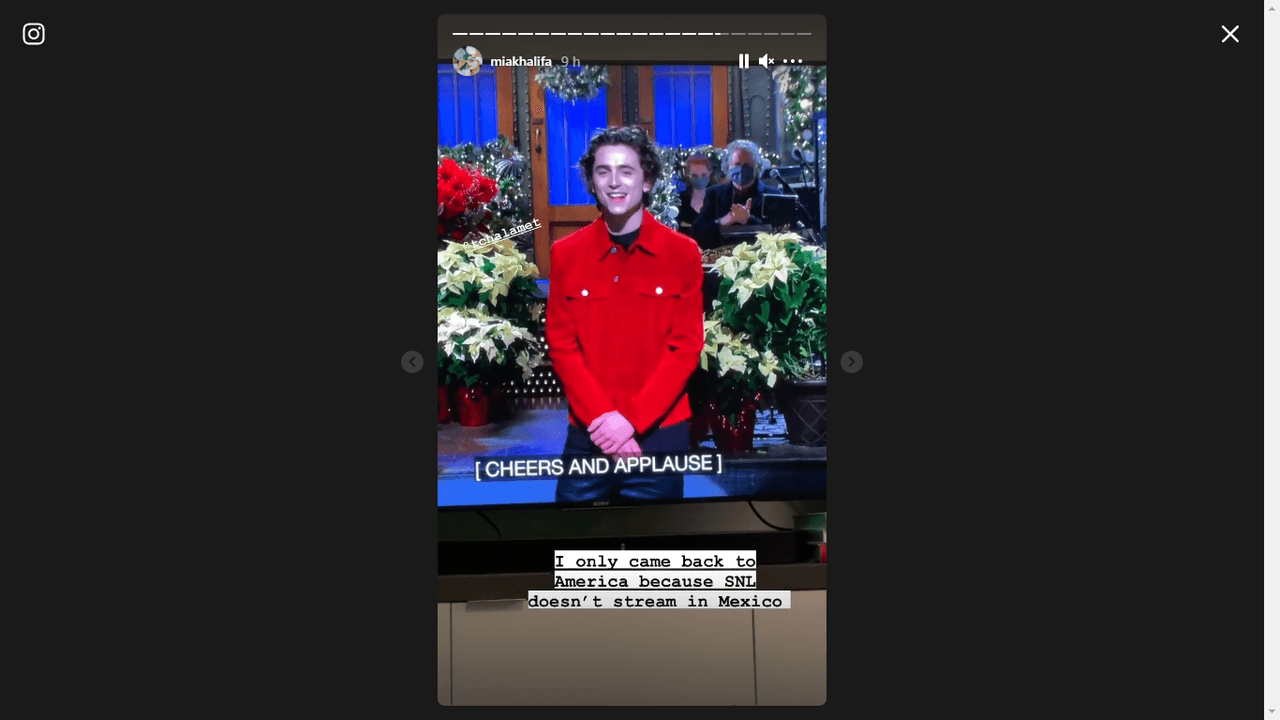 Una de las cosas que extrañó fue el programa 'Saturday Night Live', que no pudo ver mientras estaba acá y una de las primeras cosas que hizo fue ponerse al corriente.