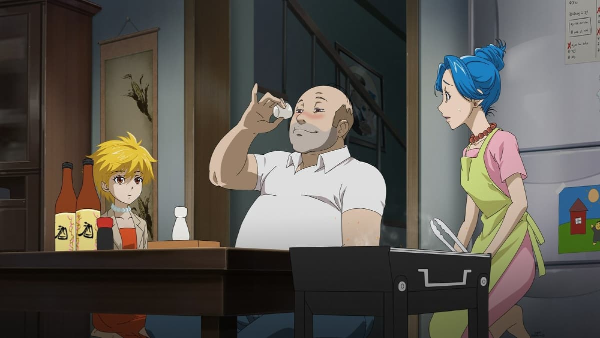 Lisa, Homero y Marge Simpson en versión anime.