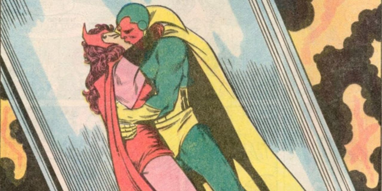 Visión y la Bruja Escarlata, protagonistas de Wandavision, son una pareja clásica en las historietas de Marvel.