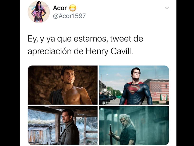 Un tweet de apreciación de los personajes más relevantes de Cavill no podía faltar.