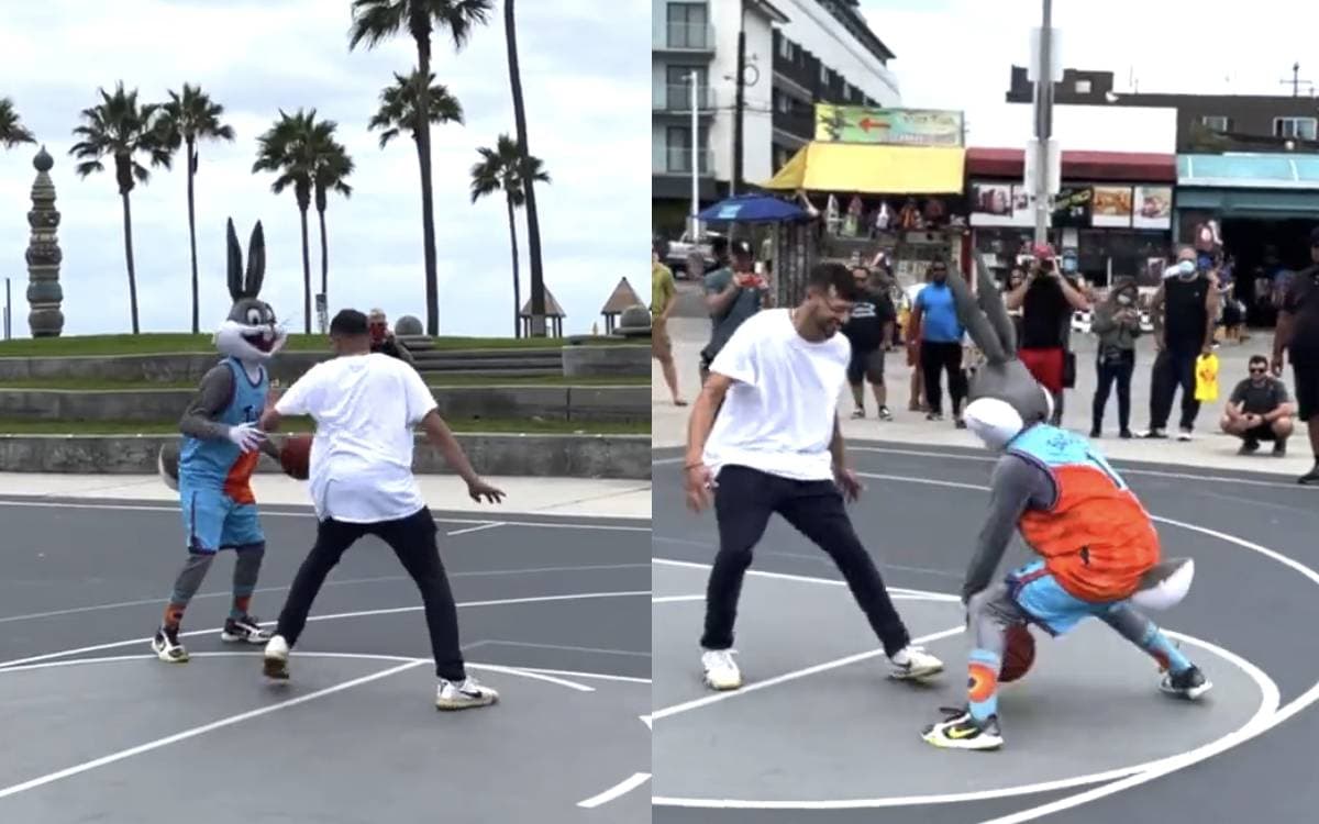 ¡Space Jam en la vida real! Bugs Bunny da tremenda lección de basquetbol