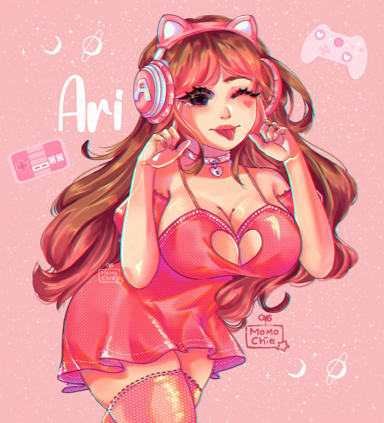 MomoChie también la ilustró como una waifu.