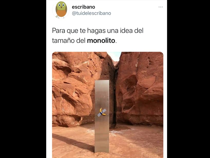 “Para que te hagas una idea del tamaño del monolito”, escribió el usuario @tuidelescribano.
