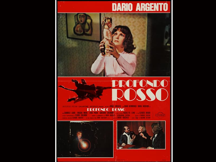 11- Deep Red (Rojo profundo) 1975. Este filme italiano fue dirigido por Dario Argento y comienza con el asesinato de una psíquica que siente los pensamientos de un homicida, por ello un testigo del crimen se dará a la tarea de atrapar al responsable con la ayuda de una periodista.