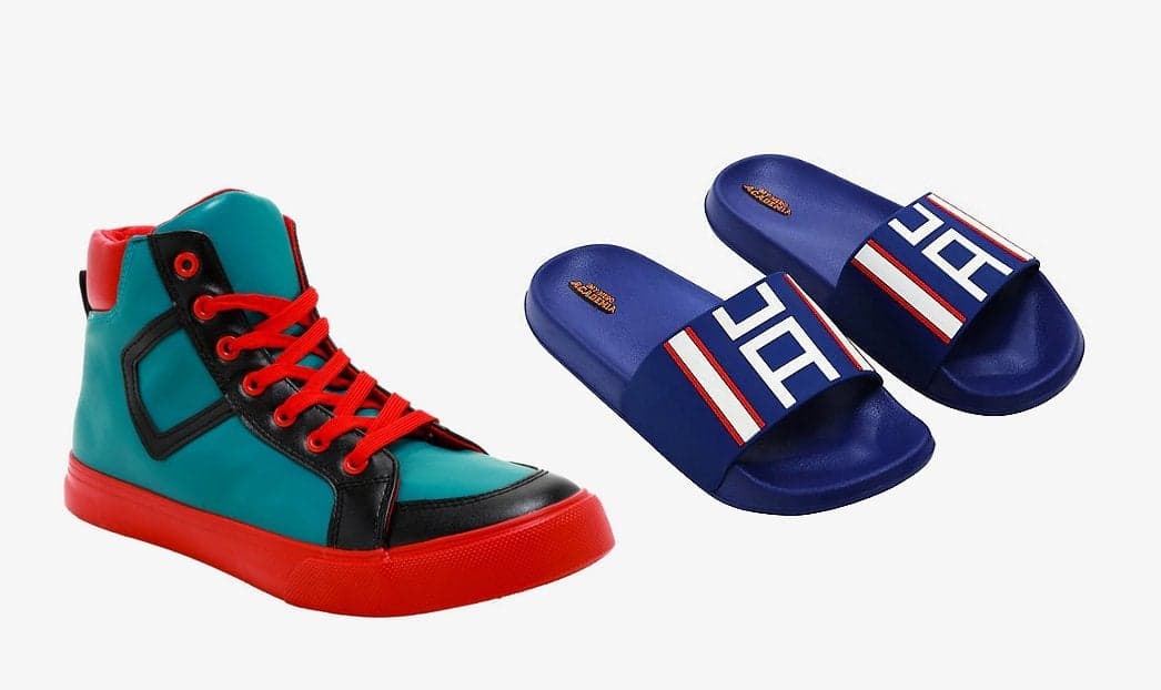 No son los tenis de ultra lujo que viste en la serie, pero los inspirados en Midoriya están geniales. También las chanclas están muy Plus Ultra.