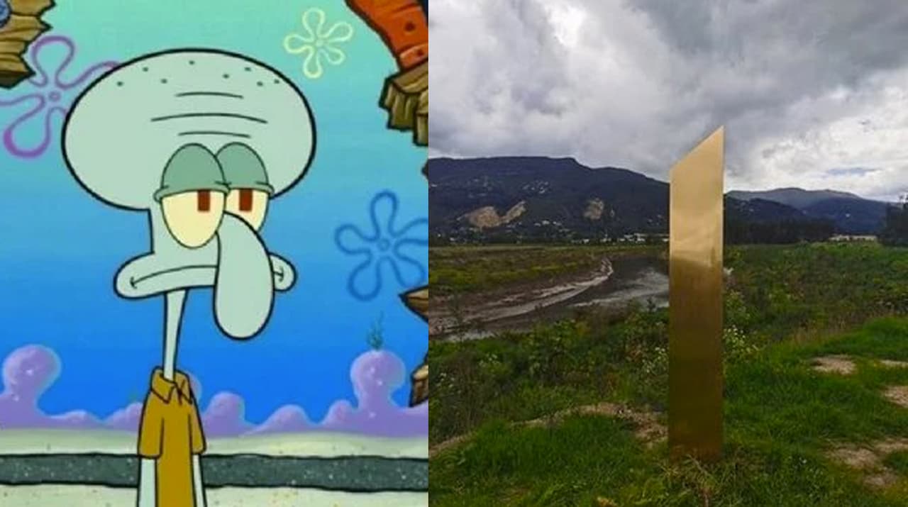 Aparece otro monolito en Colombia y es dorado