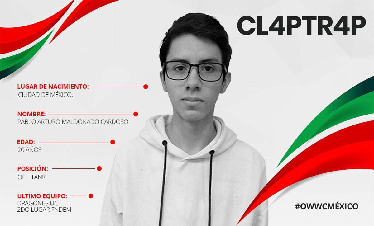Cl4ptr4p es un jugador muy joven, quien surgió de los circuitos universitarios para representar al país.