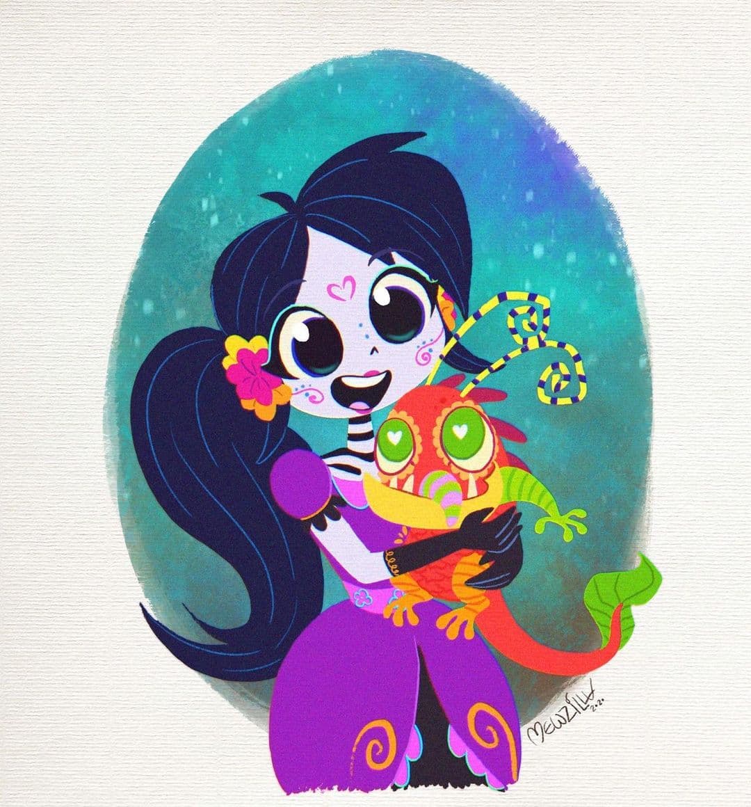 ¡Melissa "Mewzilla" agregó en su dibujo a Chilakil, la mascota de Catalina!