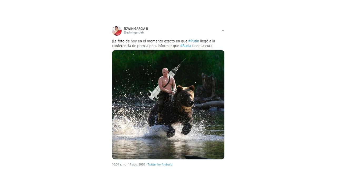 Sí, la madre Rusia anunció que ya tiene lista una vacuna contra el coronavirus y, como siempre, los memes no podían faltar. Por supuesto, el presidente Vladimir Putin protagonizó algunos de ellos, como un héroe al rescate de la humanidad.