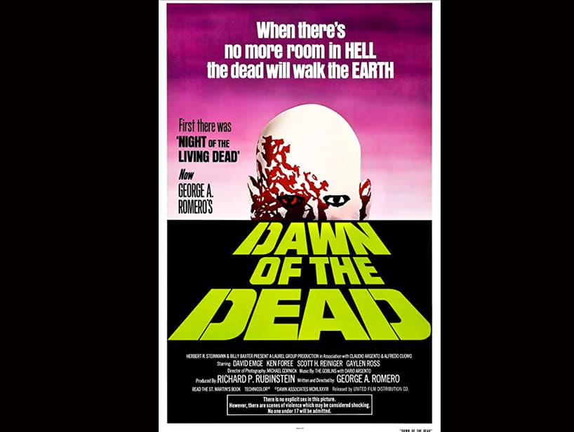 12- Dawn of the Dead (El amanecer de los muertos vivientes) (1978). Los zombies están en el conteo gracias a George A. Romero, considerado uno de los cineastas más importantes del género de terror.