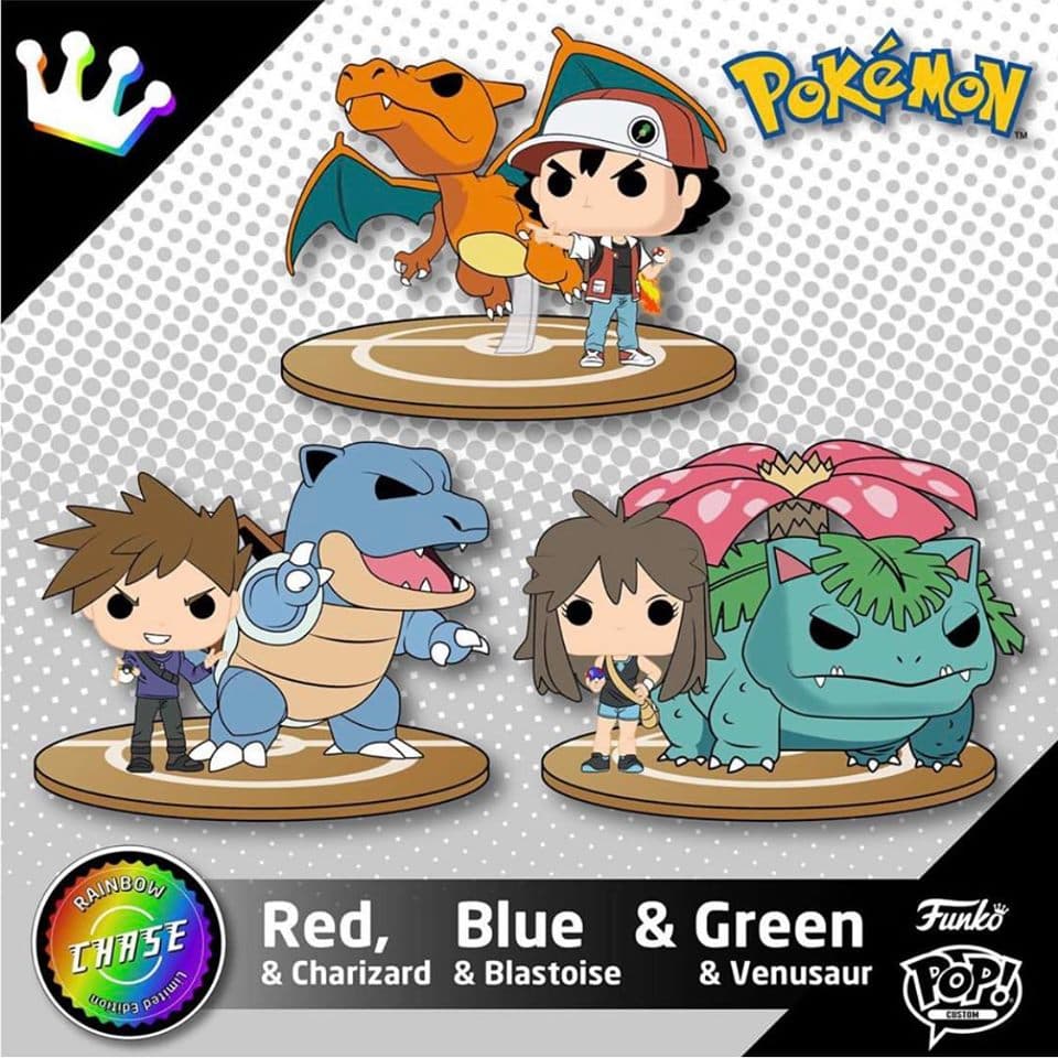Han salido imágenes de Funkos con los entrenadores de la primera generación de Pokémon, pero estos son diseños personalizados.