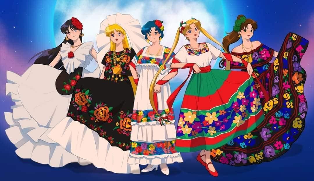 Entre los animes más queridos por el público mexicano está Sailor Moon y ahora las diseñaron con trajes típicos mexicanos.