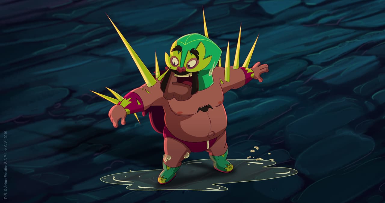 Tuna Guzmán es un luchador enano que saca espinas y escurre baba. Se pensó como una combinación de Tinieblas y Aluxe. Sirve para voltear a ver a los otros, no es el típico personaje.