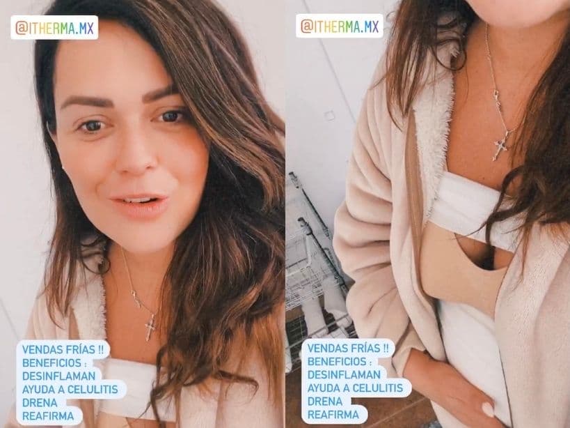 Uno de los métodos que utilizó para recuperar su figura fueron las vendas frías y no dudó en recomendarlo a sus seguidores. ““¡¡Vendas frías!! Beneficios: desinflaman, ayudan a la celulitis, drenan y reafirman”, detalló.