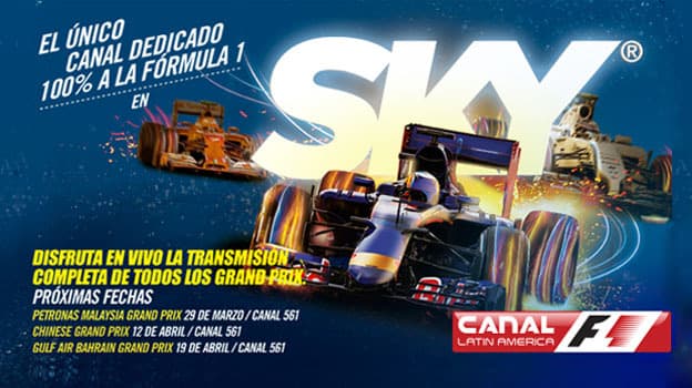 Sky distribuirá todos los GP de la Fórmula 1 en vivo a través del Canal F1 Latin America