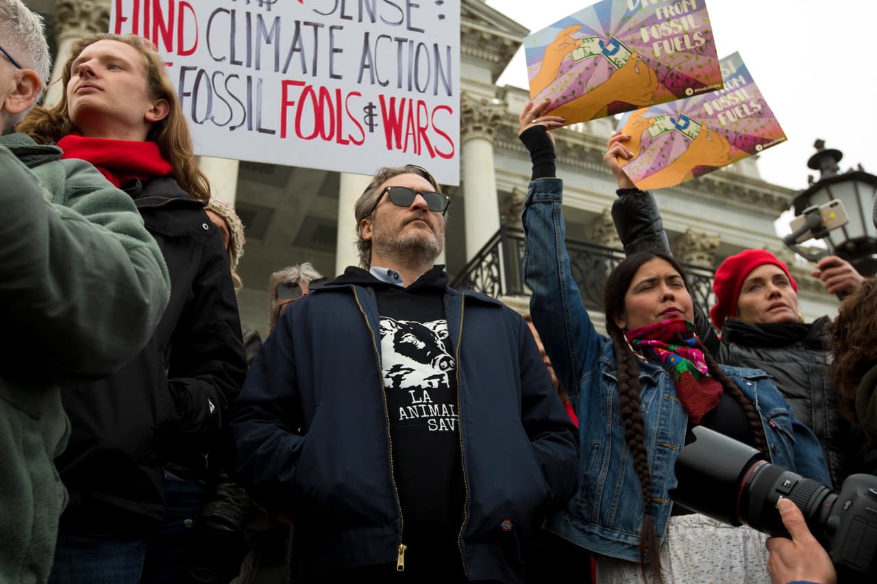 Este 10 de enero el actor de Joker participó en una protesta sobre el cambio climático.