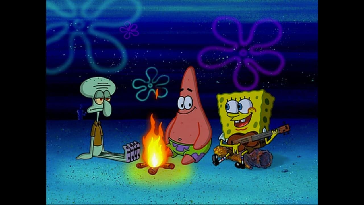 Bob Esponja, Patricio y Calamardo acamparton afuera de sus casas en un episodio