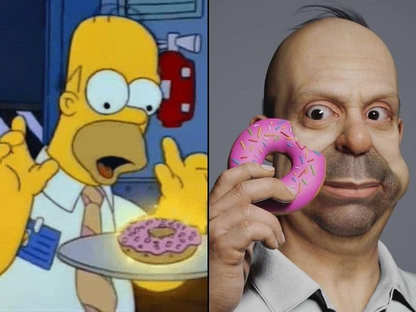 Homero Simpson de 'Los Simpson'. El ilustrador comparte sus creaciones a través de su cuenta de Instragram, @hossein.diba, además de compartir algunos de sus procesos a través de su canal oficial de YouTube, "hosseindiba".