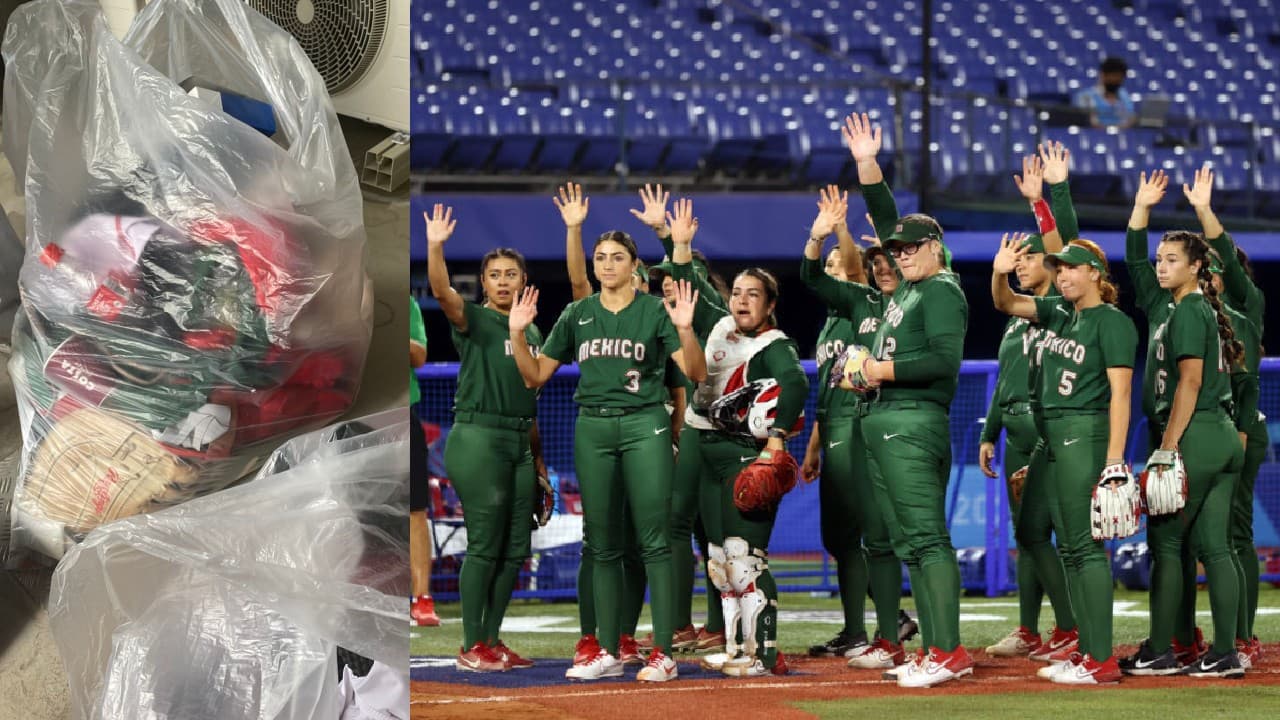¿Tan feos estaban? Selección de softboll mexicana tira sus uniformes a la basura