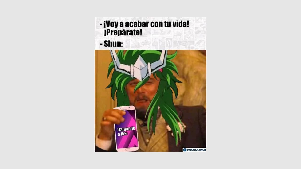 El meme aplica para burlarte de una situación o de alguien, como en este ejemplo de Los Caballeros del Zodiaco.