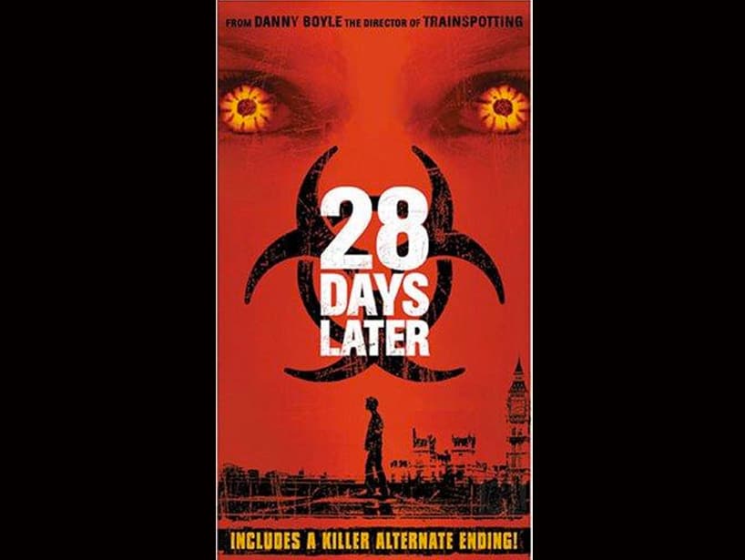 14- 28 days later (Exterminio) (2002). Dany Boyle está detrás de esta historia de terror ambientada 28 días después del apocalipsis zombie en Gran Bretaña, siguiendo a un grupo de sobrevivientes que buscan un lugar seguro y entender lo que pasó.