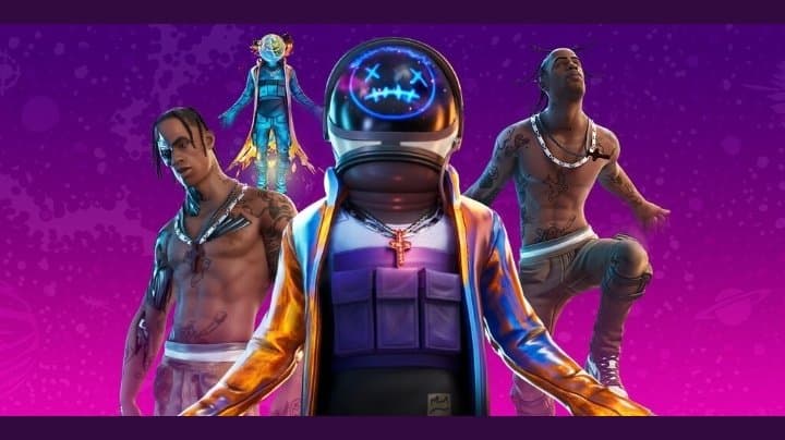 Estos fueron los atuendos de Travis Scott en Fortnite.