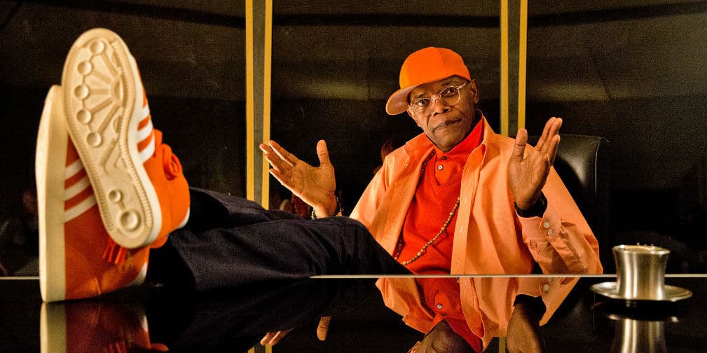 3. Samuel L. Jackson: Su look de rapero anaranjado no convenció a nadie en Kingsman: El Servicio Secreto.