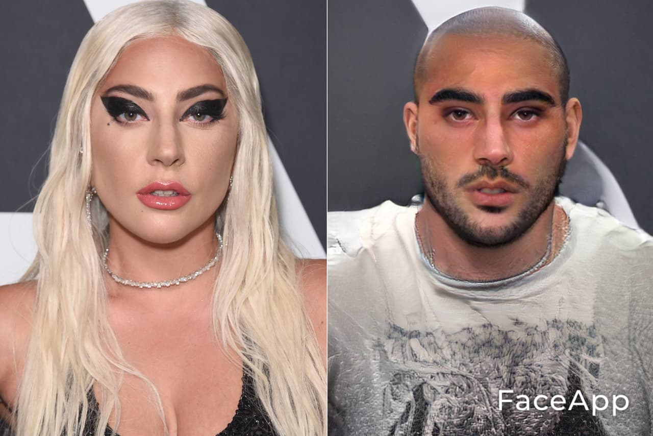 La versión hombre de Gaga luce con mucho maquillaje.