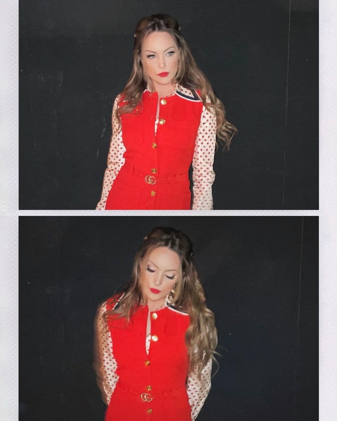 Y también la hemos visto con otros colores, como este rojo intenso. Ahora nos queda seguir viendo los outfits que sube a sus redes y los que la engalanen en la serie.