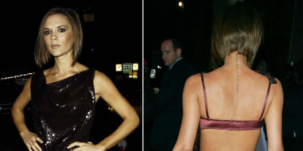6. Victoria Beckham: Tiene un diseño en hebreo sobre David. También tiene tatuadas las iniciales de su esposo.