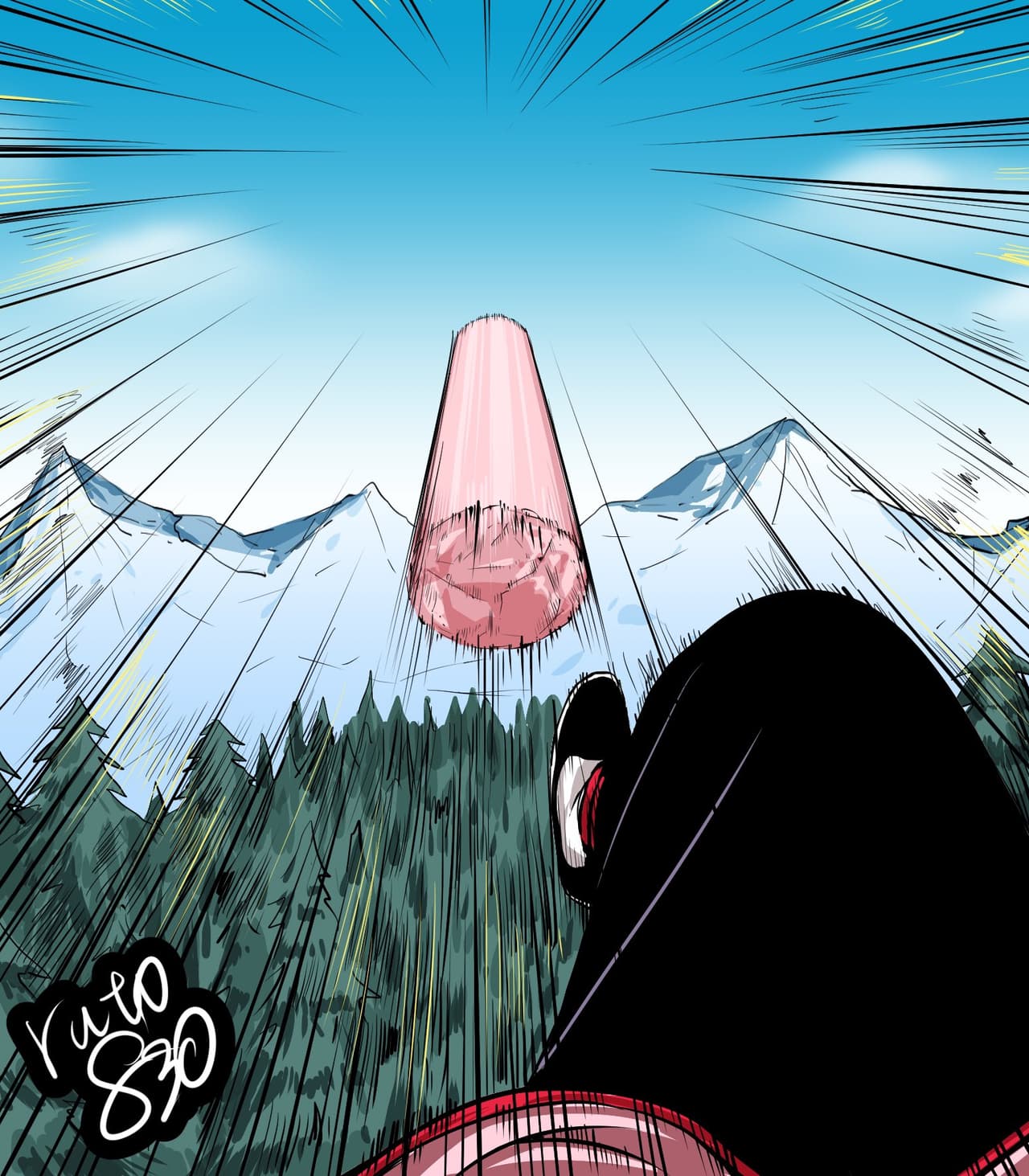 Ruto380 hace ilustraciones de Dragon Ball como un hobby e incluyó tanto a los protagonistas como a sus rivales. Esta es la perspectiva de Tao Pai Pai al ser derrotado por Goku.