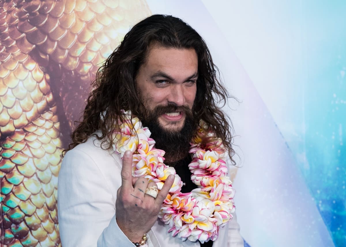 Jason Momoa en la premiere de Aquaman 2018.