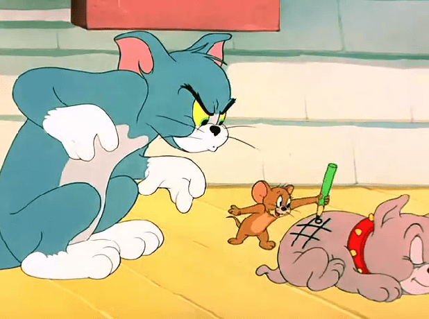 ¿Ya vieron con qué mano está dibujando Jerry?