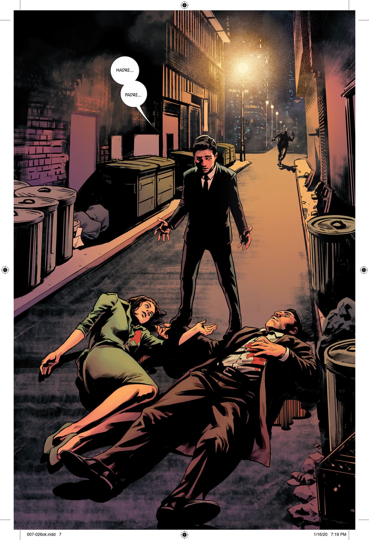 "De repente, en efecto" es la primera parte. El pequeño Bruce Wayne en un episodio que ya conocemos y forjó su futuro: El asesinato de sus padres.
