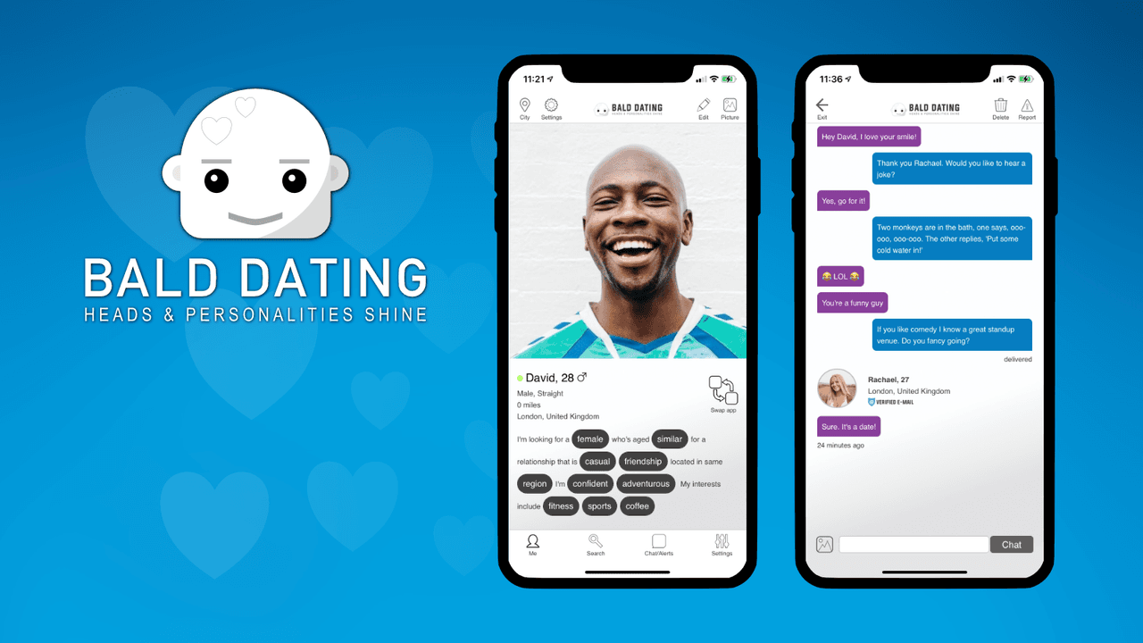 Así luce la app de Bald Dating