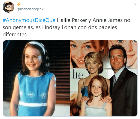 Anonymous no necesitó decir nada para que años después Lohan contara con quiénes se acostó. Dando una lista completa.