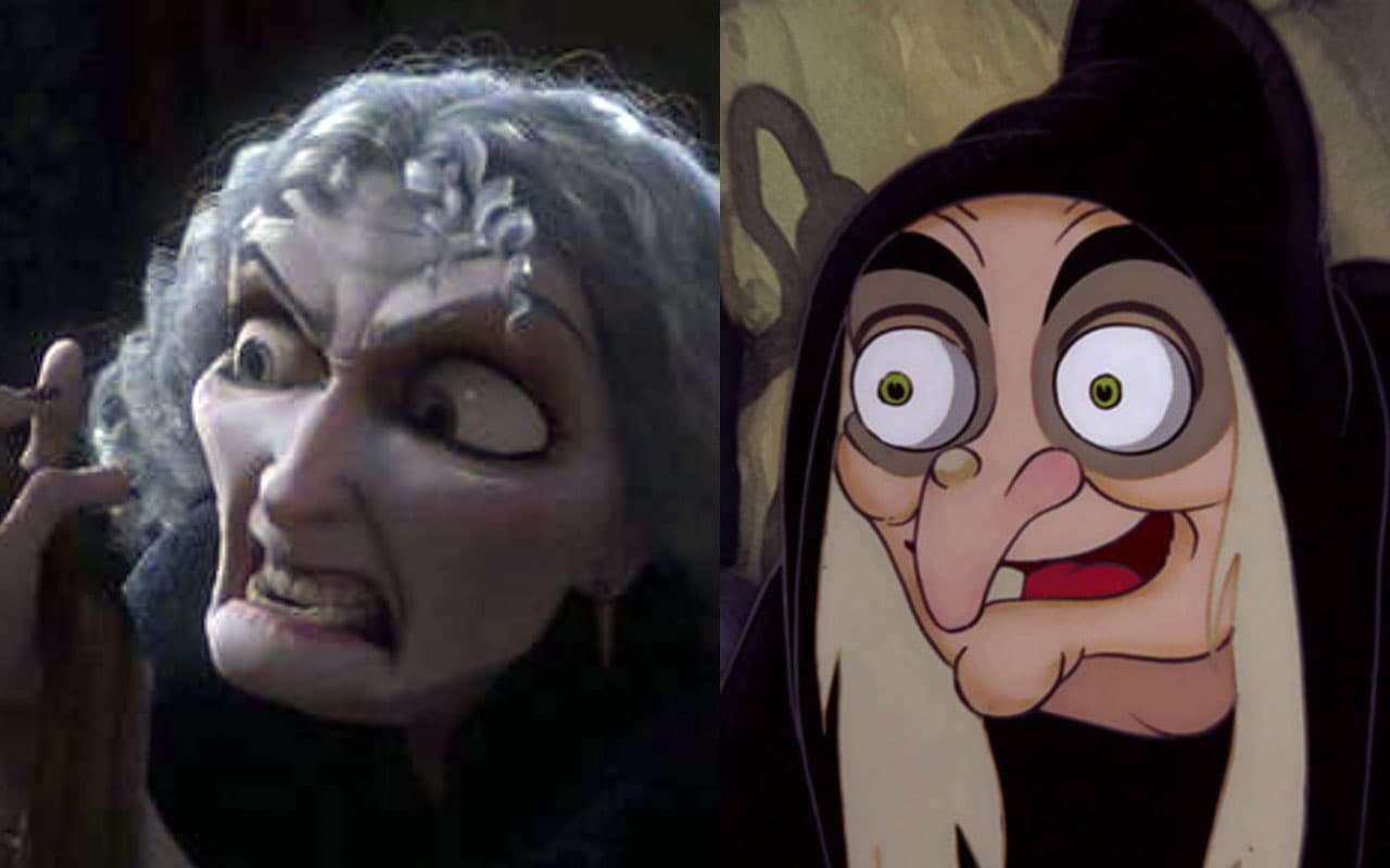La reina malvada está obsesionada con la belleza, tanto que está dispuesta a eliminar a Blancanieves. Madre Gothel solo quiere permanecer joven y en el proceso termina encerrando a Rapunzel en una torre; estas características han alimentado la teoría de que son la misma persona. Además, cuando Gothel por fin envejece, se parece al personaje de la reina malvada cuando se ve como una bruja.