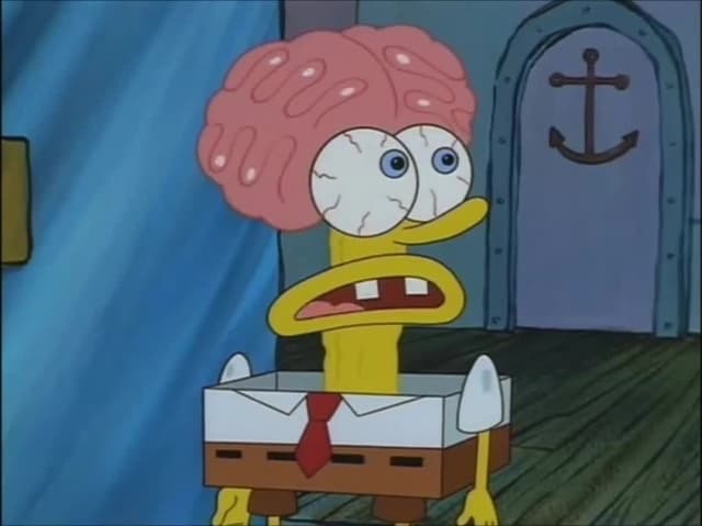 En la primera temporada, Bob Esponja decide vestirse como ‘El Holandés Volador’, uno de los fantasmas de Fondo de Bikini, para la fiesta de Halloween de Don Cangrejo, pero al final lo que asustó a los invitados fue ver su cerebro.