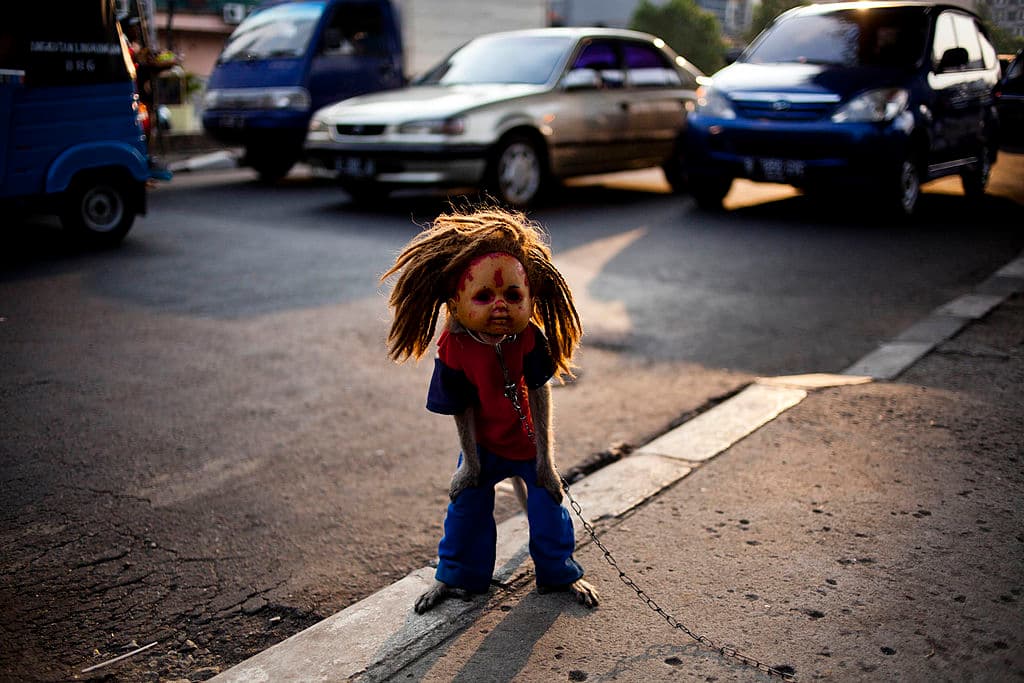 La traducción de Topeng Monyet sería "la máscara de mono", lo que se debe a que en muchas ocasiones usan máscara.