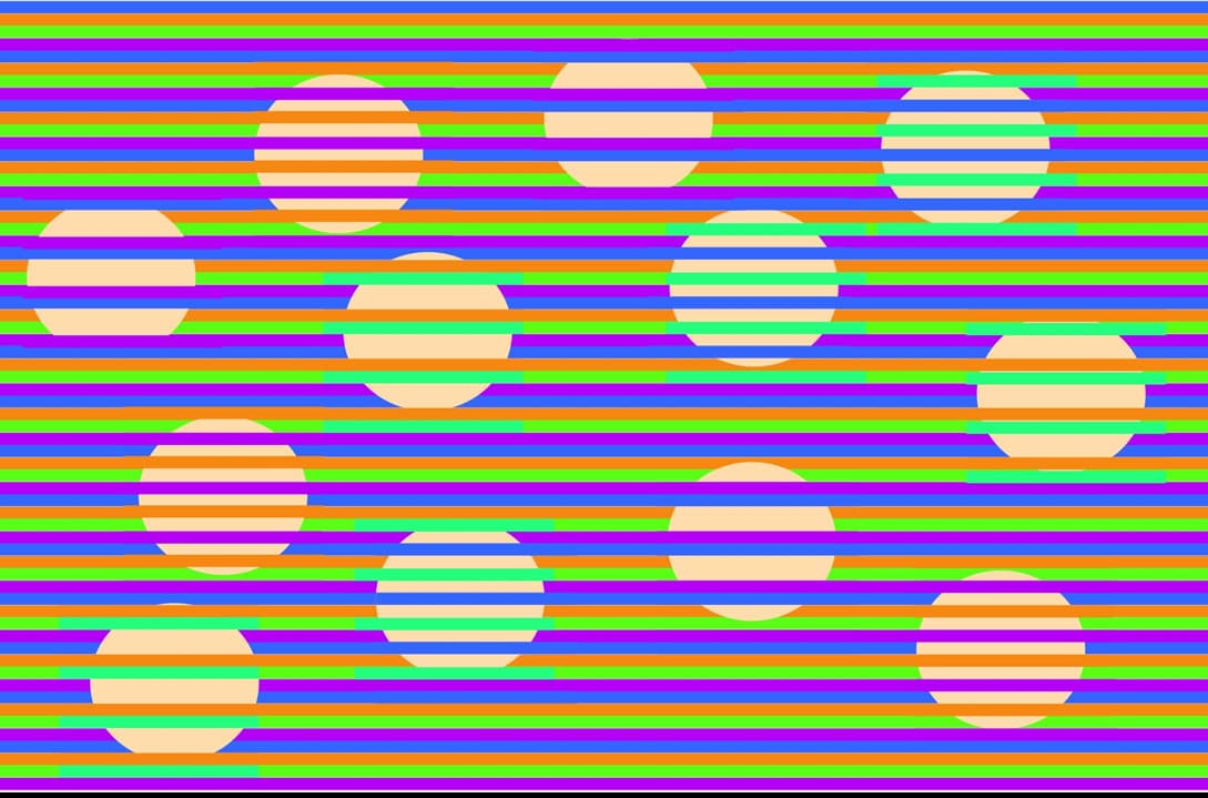 ¿De qué color son los círculos en esta foto? En realidad todos son del mismo tono, pero los vemos diferentes por las líneas e colores que están sobre la imagen.