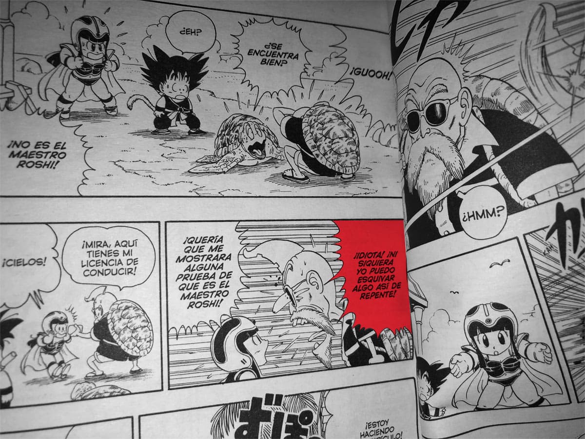 La pequeña Milk hizo enojar al maestro Roshi al lanzarle la parte de arriba de su casco.